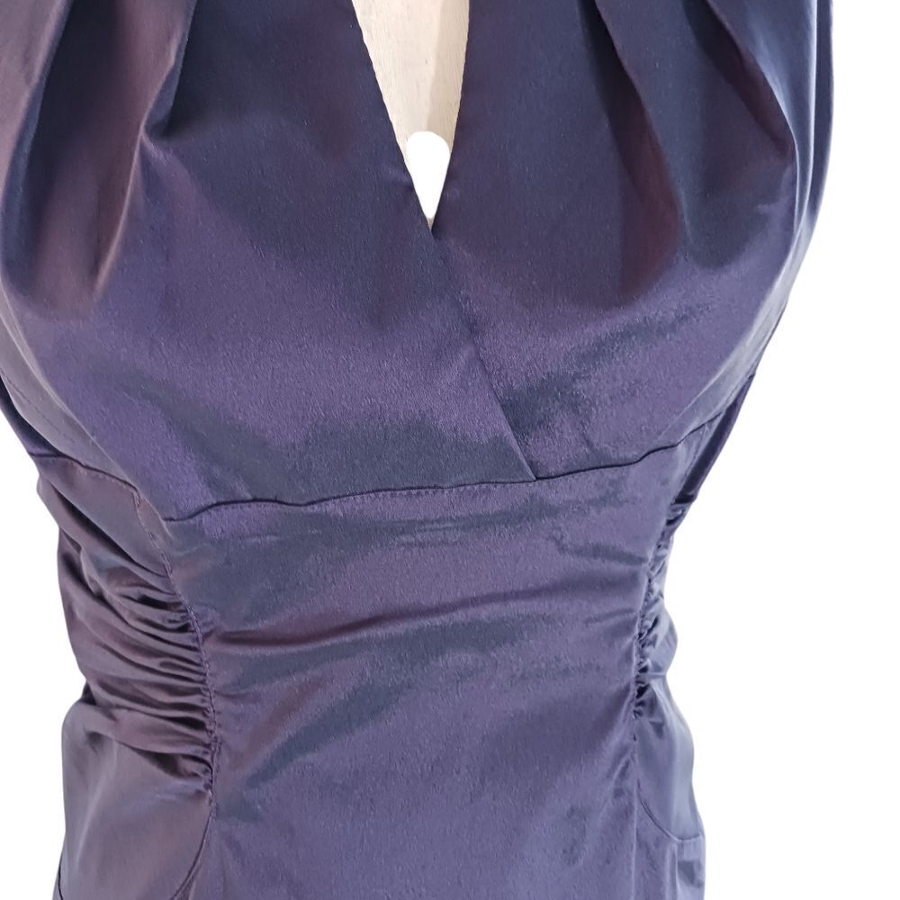Tailored Sheath Dress Knee Length Cinched Pleated Sleeveless Lined Purple Size 6 - Picture 3 of 14